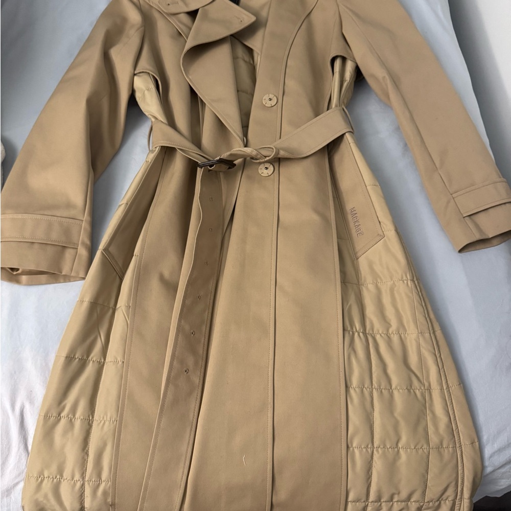Astr Beige/Tan Tailored Trench Coat with Waist Tie